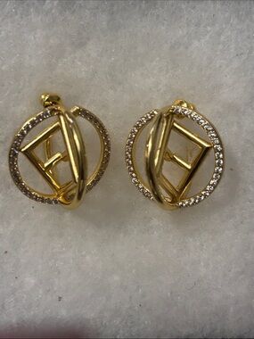 Fendi Diamond Circle Hoop Earrings